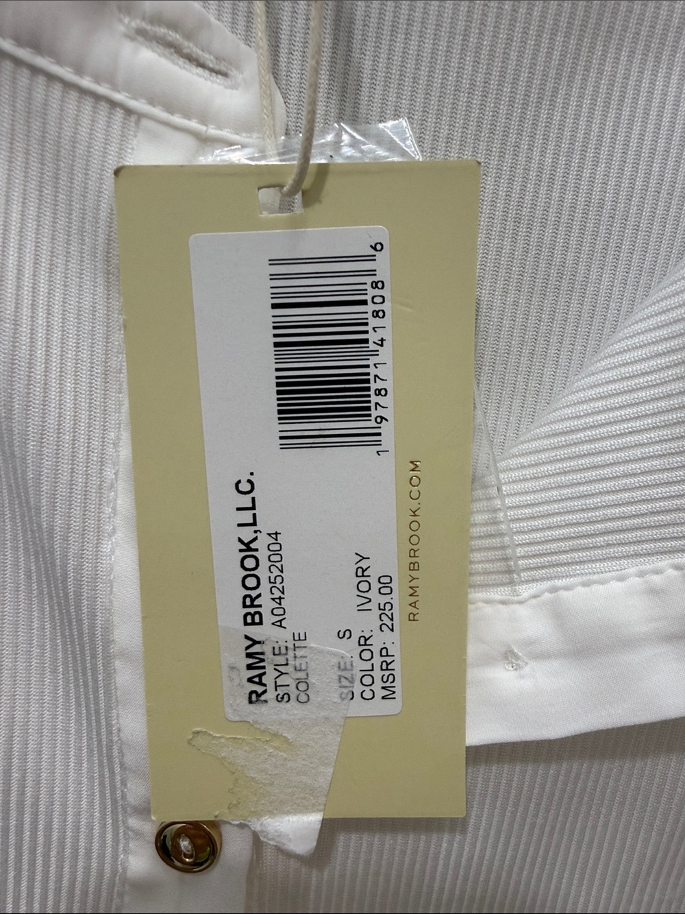 Ramy Brook White Puff-Sleeve Button Front Top - Picture 2 of 4